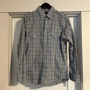 White and blue gingham Banana Republic long-sleeve button up men’s shirt